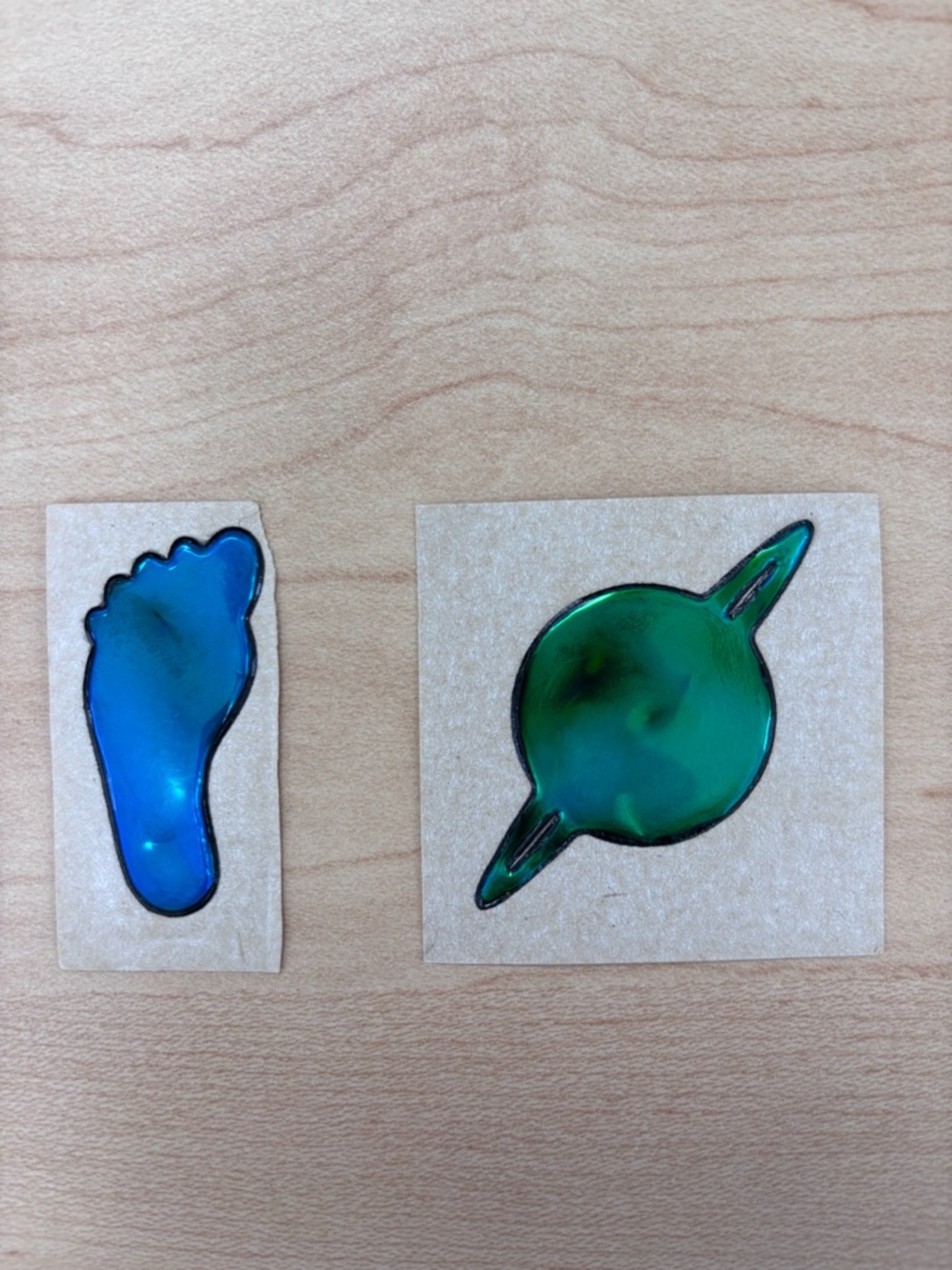 Blue Foot & Green Planet Resin Stickers - Set of 2